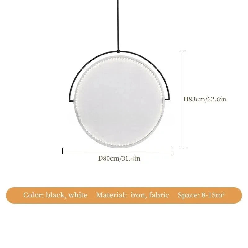 Nordic Iron Pendant Light with Fabric Shade