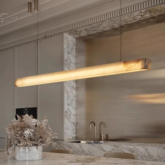 Minimalist Marble LED Pendant Light Linear Hanging