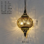 Moroccan Carved Brass Lantern Pendant Light for Restaurant and Hallway