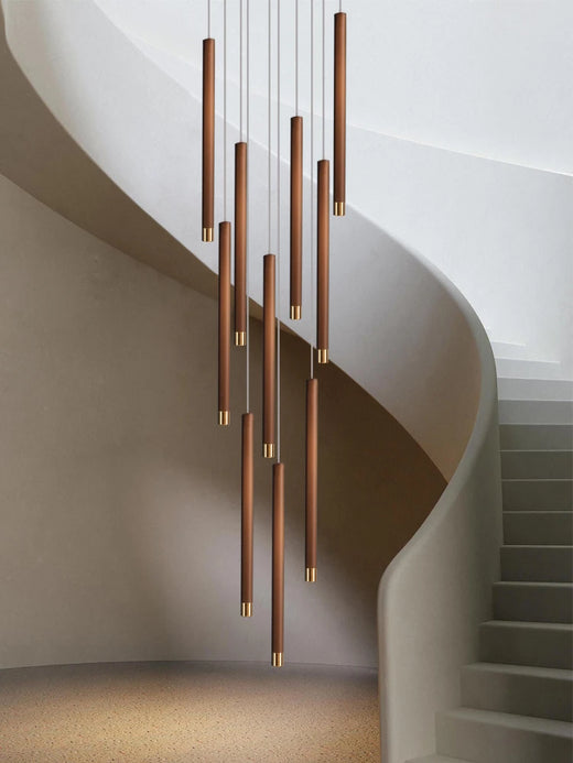 Minimalist Wood Pendant Light for Staircase