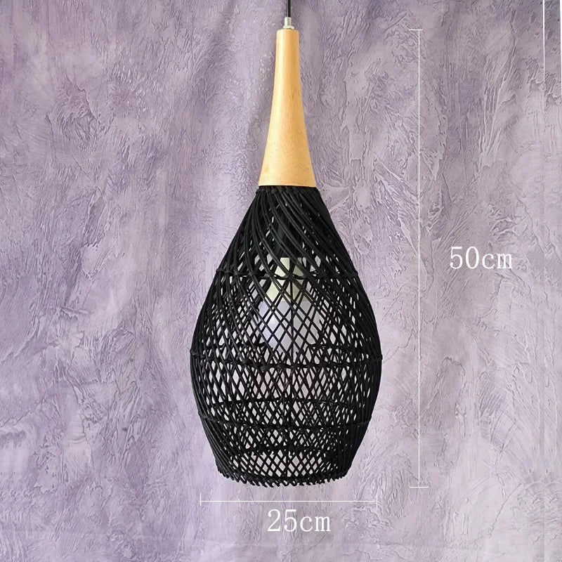 Handwoven Rattan Pendant Light - Bohemian Wabi Sabi