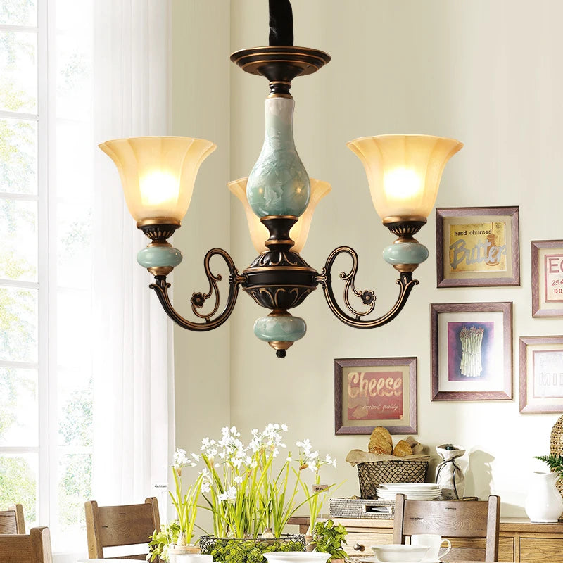 Iron Ceramic Glass Chandelier - Dining Room Lighting