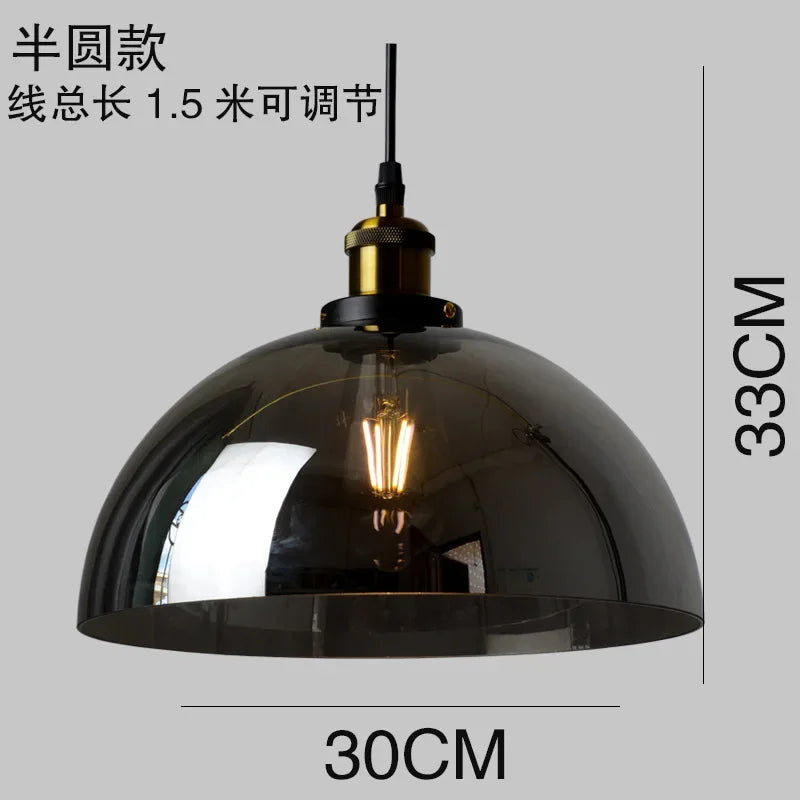 Industrial Clear Glass Pendant Light with Antique Brass Fitting for Bar