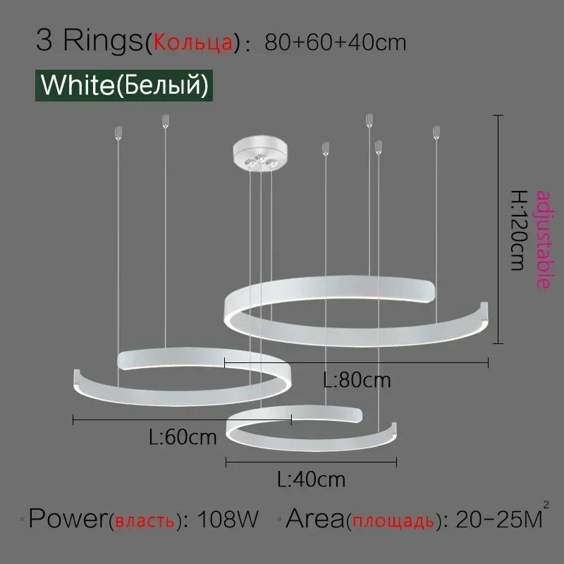 Nordic Copper Ring Pendant Light for Dining Room