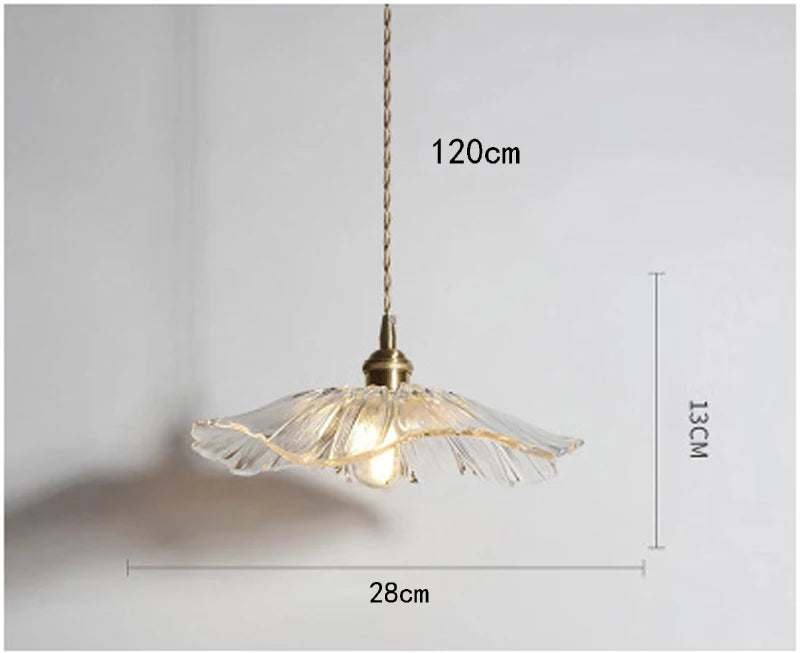 Vintage Flower Glass Pendant Light Collection with Brass Fitting for Bedroom