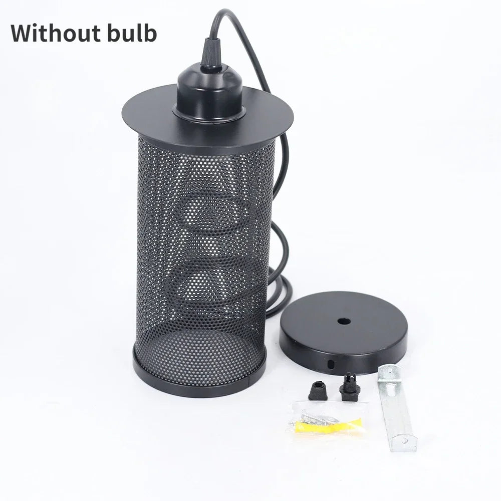 Industrial Black Iron Mesh Pendant Light