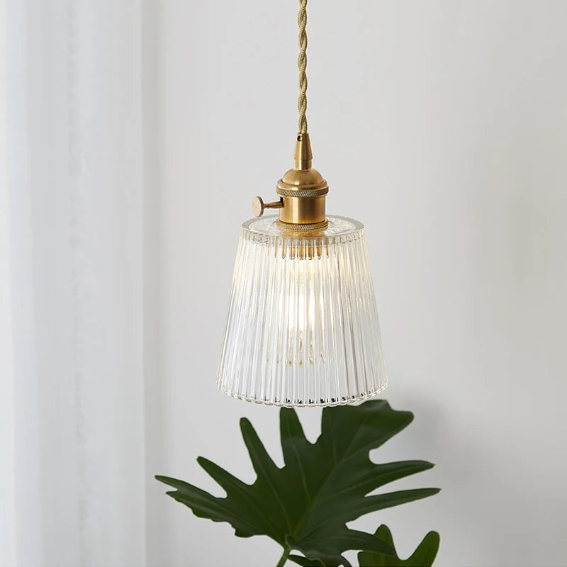 Vintage Nordic Stripe Glass Pendant Lamp