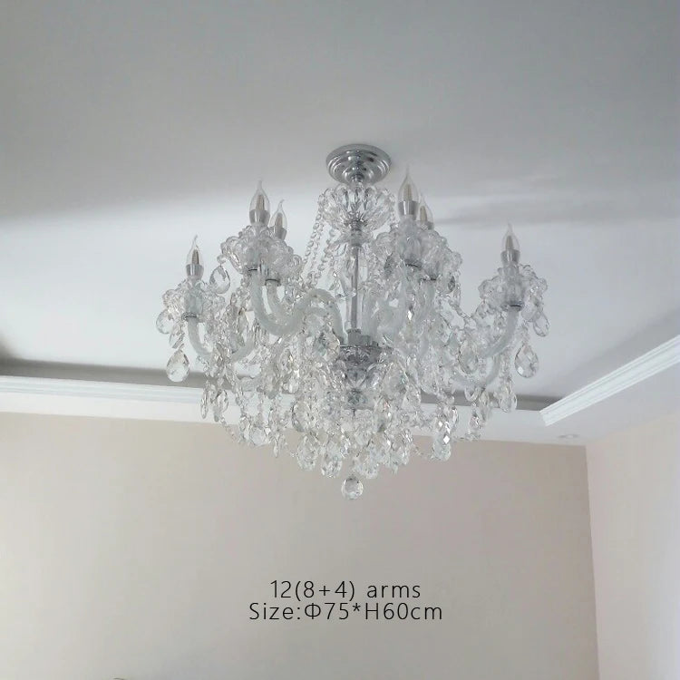 Lámpara de araña de cristal europea para salón, ambiente, lámpara de techo moderna, minimalista, para dormitorio, comedor, hogar, luz de villa, candelabro.