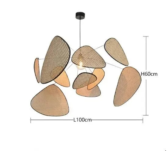 Araña de techo LED moderna y creativa con forma de pétalo de ratán, lámpara colgante de sauce, para sala de estar, dormitorio, té, decoración de iluminación interior