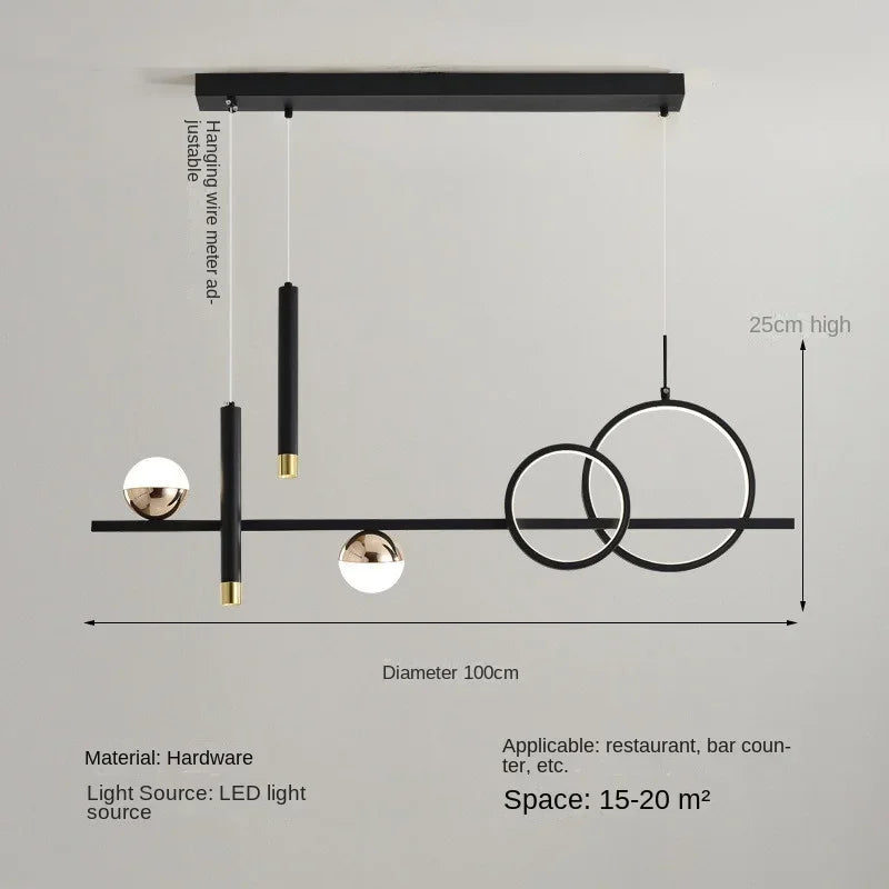 Minimalist Iron Pendant Light with Brass Accents