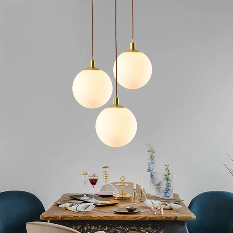 Nordic Brass Glass Pendant Light for Dining Room