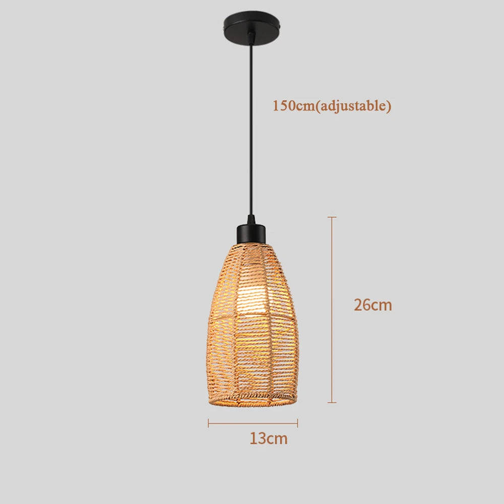Lámpara colgante bohemia de ratán para comedor