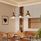 Vintage Glass Pendant Light with Iron Frame