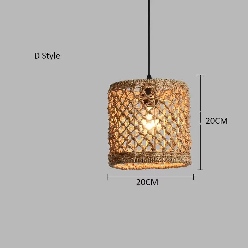 Bohemian Rattan Woven Pendant Light for Dining