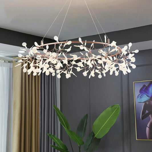 Nordic Modern Iron Chandelier Firefly Round Pendant