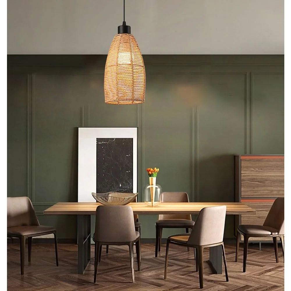 Bohemian Rattan Pendant Light for Dining Room