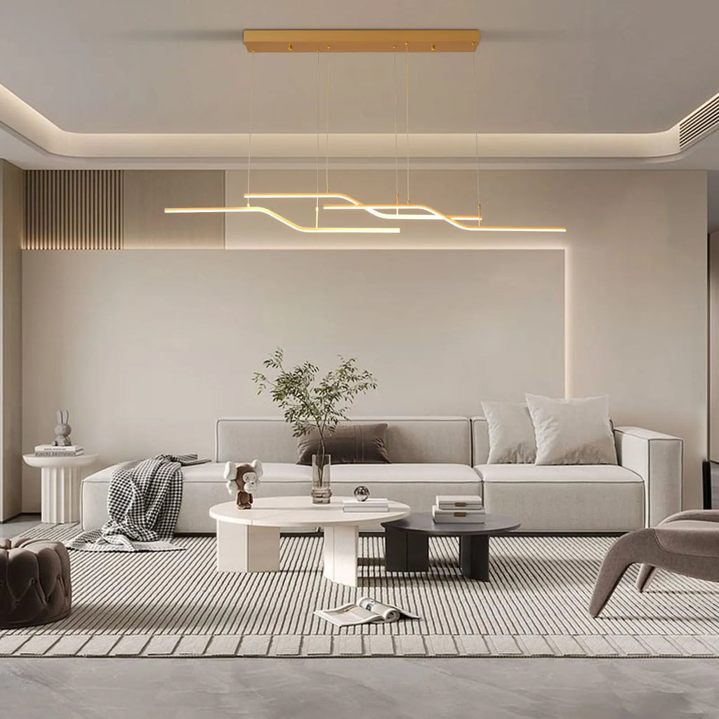Minimalist Gold Linear Pendant Light for Dining