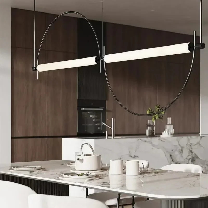 Minimalist Iron Arch Pendant Light for Living Room