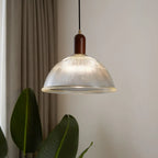 Vintage Glass Pendant Light with Iron Base