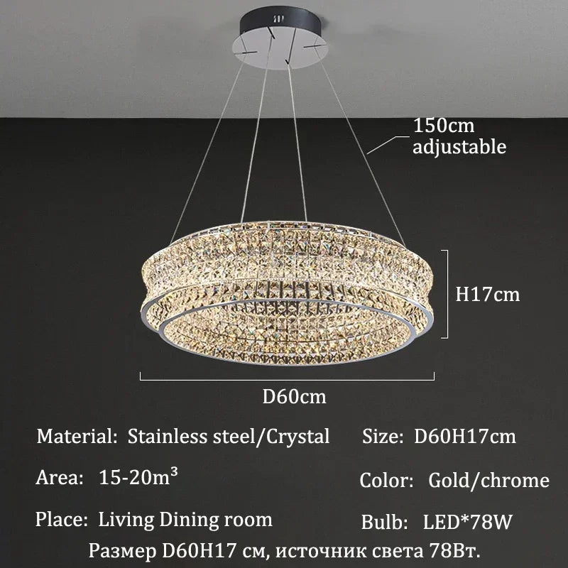 Lámpara de araña de techo moderna de cristal de lujo