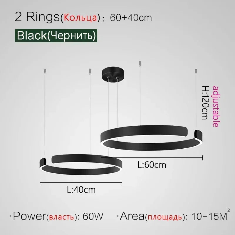 Nordic Copper Ring Pendant Light for Dining Room