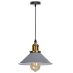 Retro Industrial Black Cone Pendant Light with Brass Fitting for Kitchen