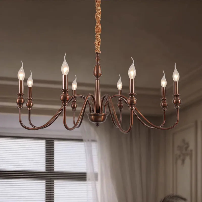 Candelabro de hierro negro con detalles de cristal