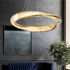 Luxury Crystal Twist Ring Chandelier in Gold for Dining Room