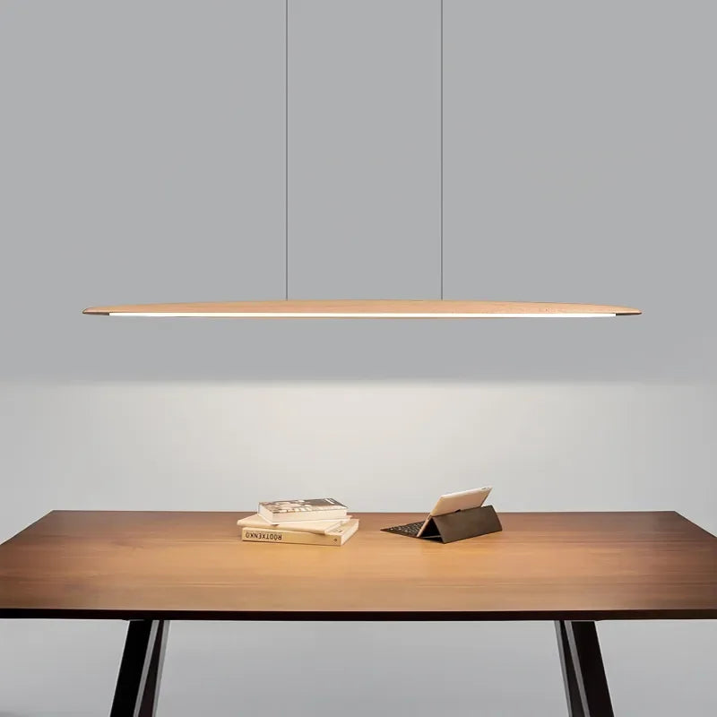 Nordic Wood Pendant Light Linear LED Hanging Lamp