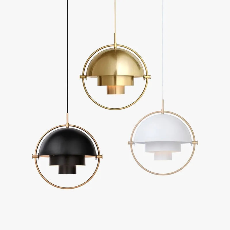 Danish Style Multi Shade Brass Pendant Light 28cm for Dining Room