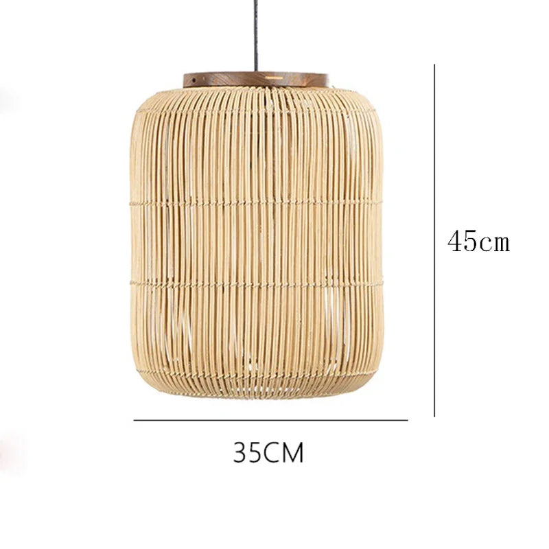 Vintage Bamboo Pendant Ceiling Light with Crystal Accents