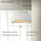 Wabi Sabi White Resin Dome Pendant Light for Living Room and Dining Room