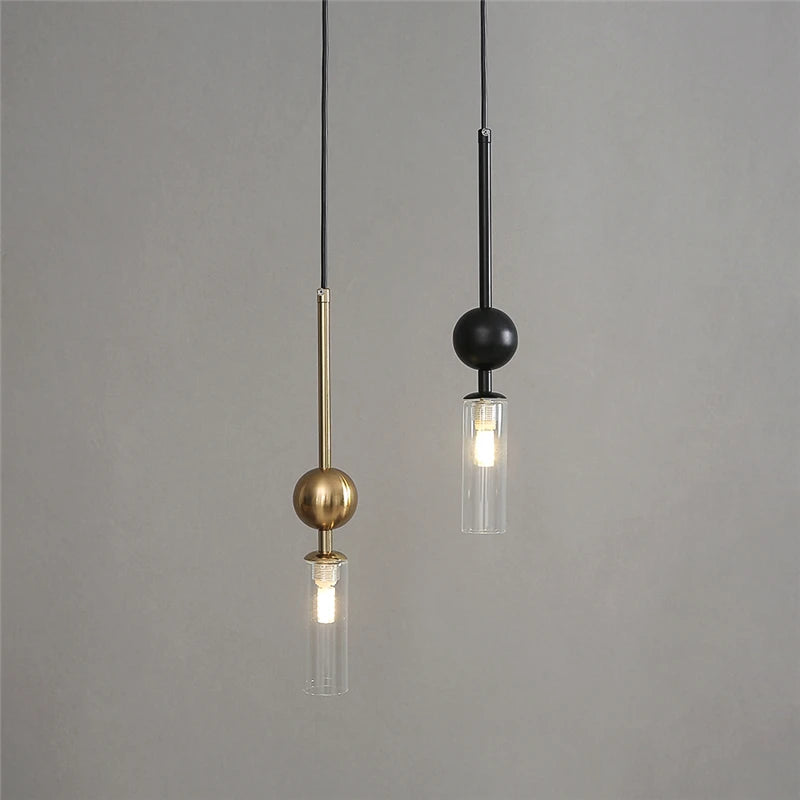 Nordic Light Luxury Pendant Lights Gold Black Iron Art Chandeliers LED Restaurant Bedroom Bedside Glass Decoration Hanging Lamp