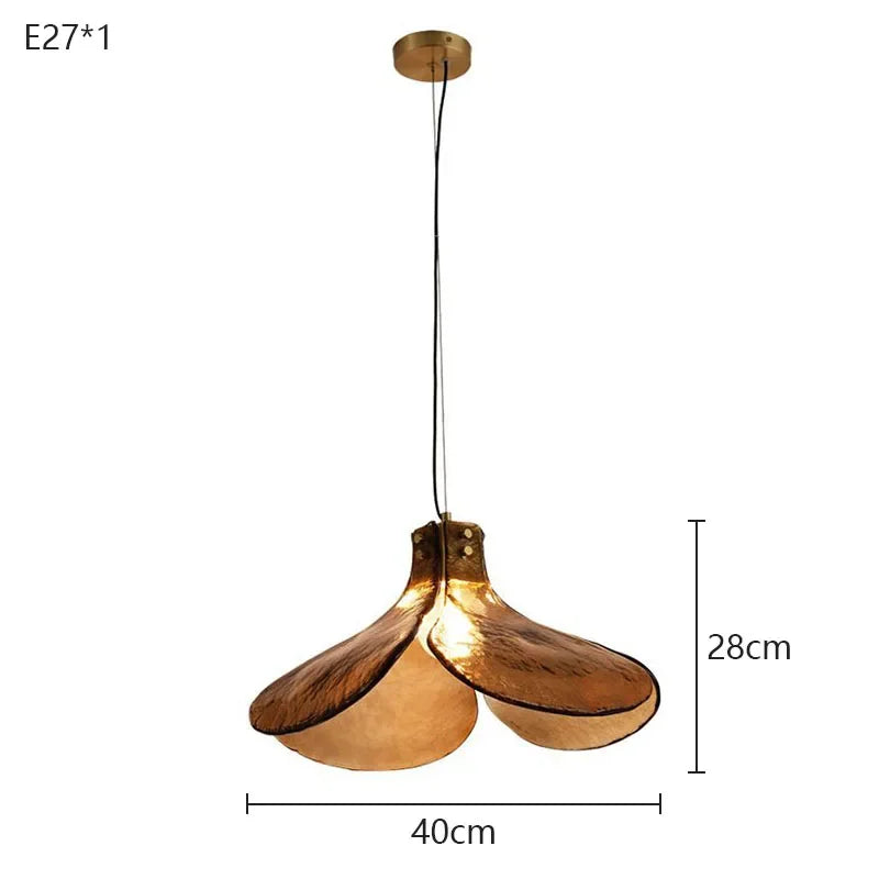 Lámpara colgante retro de cristal con diseño floral y acabado en cobre