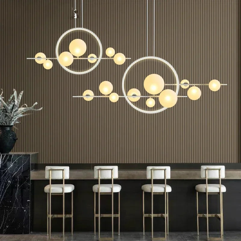 Nordic Glass Pendant Light with Iron Frame