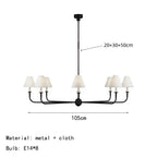 Modern Black Chandelier with Fabric Shades