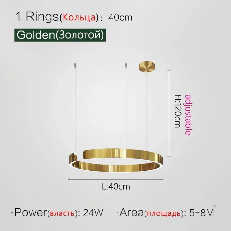 Nordic Copper Ring Pendant Light for Dining Room