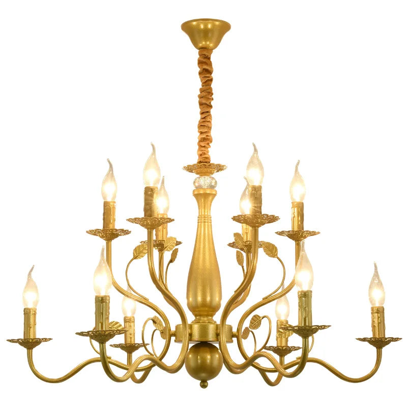 Modern Black Gold Wrought Iron Chandelier