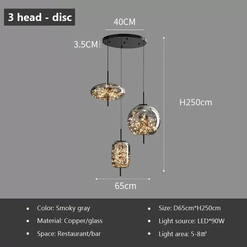 Nordic Glass Pendant Light with Iron Finish