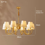 Copper Pendant Chandelier with Fabric Shade