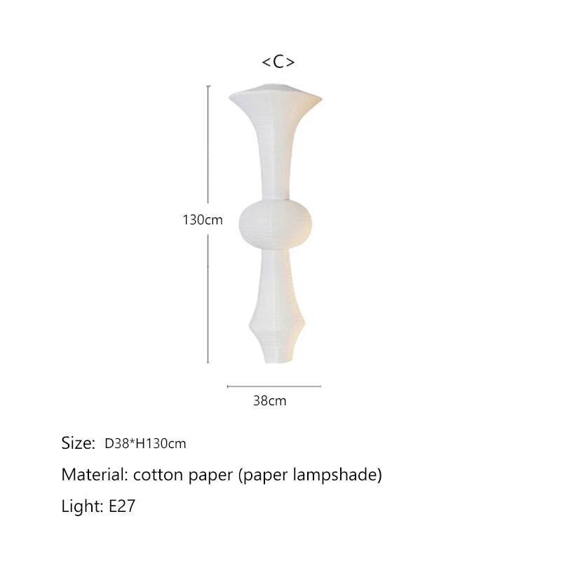 Wabi Sabi Rice Paper Style Totem Pendant Light for Staircase and Living Room
