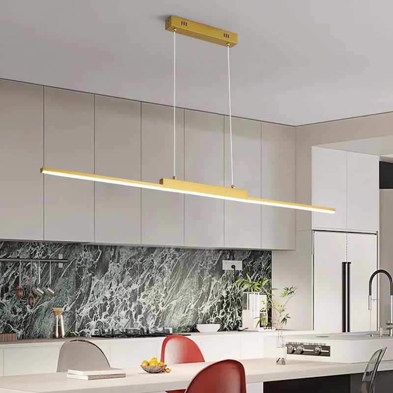 Lámpara Colgante Minimalista Dorada de Hierro para Comedor