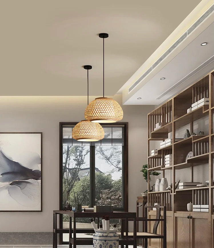 Bohemian Rattan Pendant Light Woven Hanging Lamp