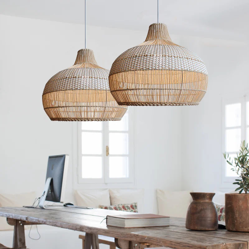 Bohemian Rattan Pendant Light for Dining Room