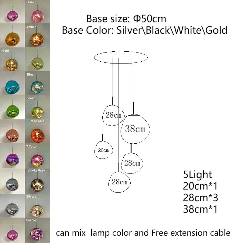 Nordic Glass Pendant Light - Lava Design Hanging Lamp