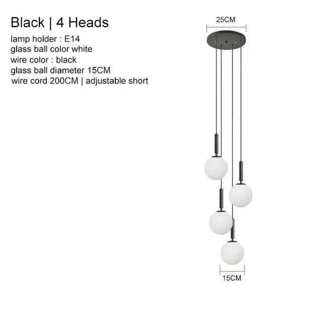 Nordic Glass Ball Pendant Light - Brass Hanging Lamp