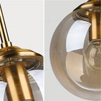 Nordic Glass Ball Pendant Light 15cm with Brass Stem for Bedside
