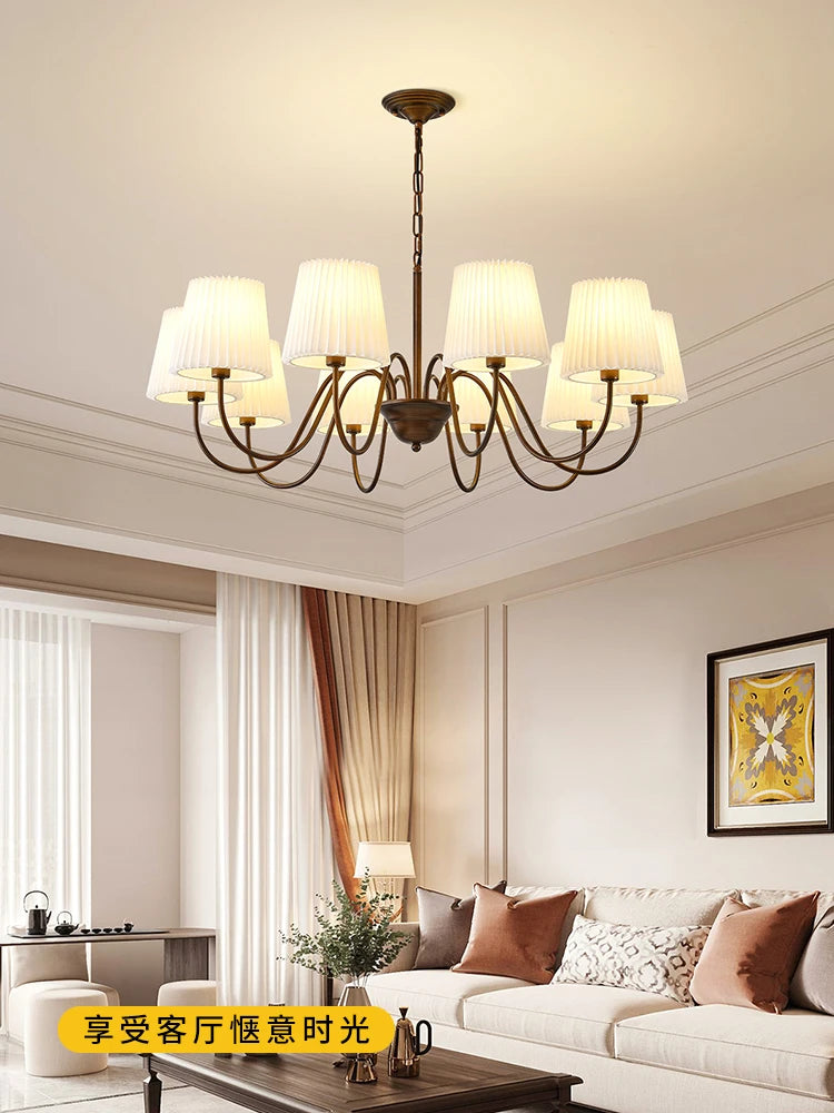 Lámpara colgante retro americana, luz principal para sala de estar, luz para dormitorio, luz para comedor, estilo rústico, simple, creativa, plisada 2025