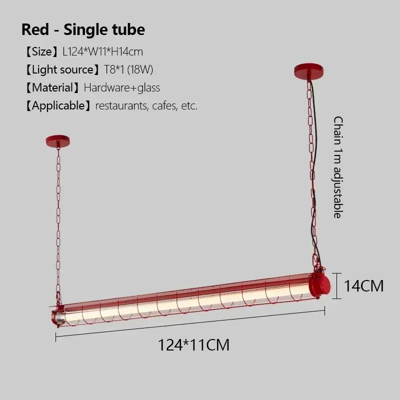 Industrial Iron Pendant Light Long Bar LED Hanging Lamp
