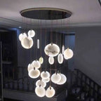 Luxury Alabaster Marble Disc Chandelier for Staircase and Lobby